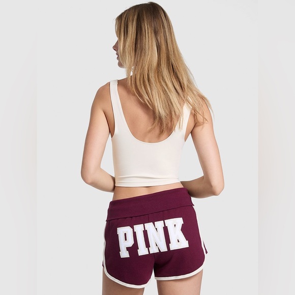 NWT PINK Victoria’s Secret Ivy Terry Foldover Shorts Wild Rose Size Medium